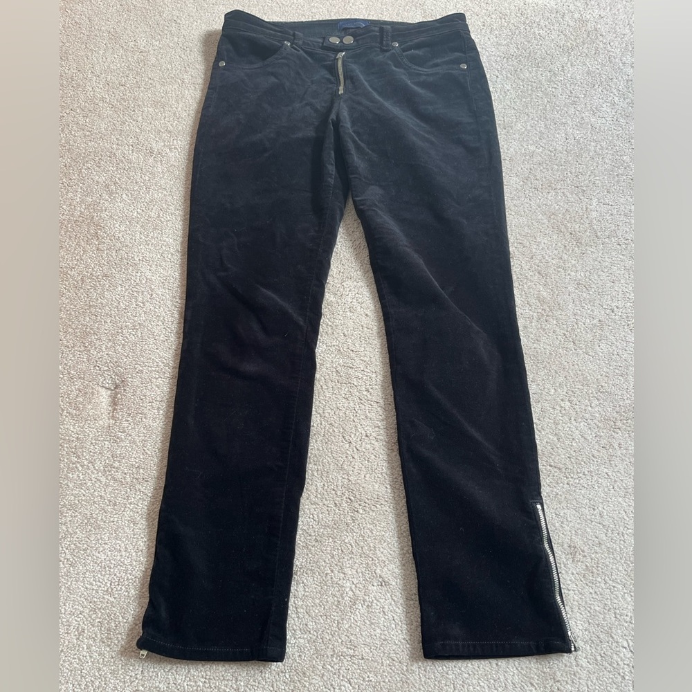 Ramy Brook Black Velvet Velveteen Ankle Zip Kate Pants Sz. 29 - Picture 2 of 7